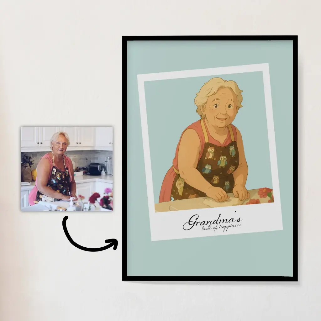 👵 Portrait Personnalisé de Grand-Mère en Style Cartoon Vintage